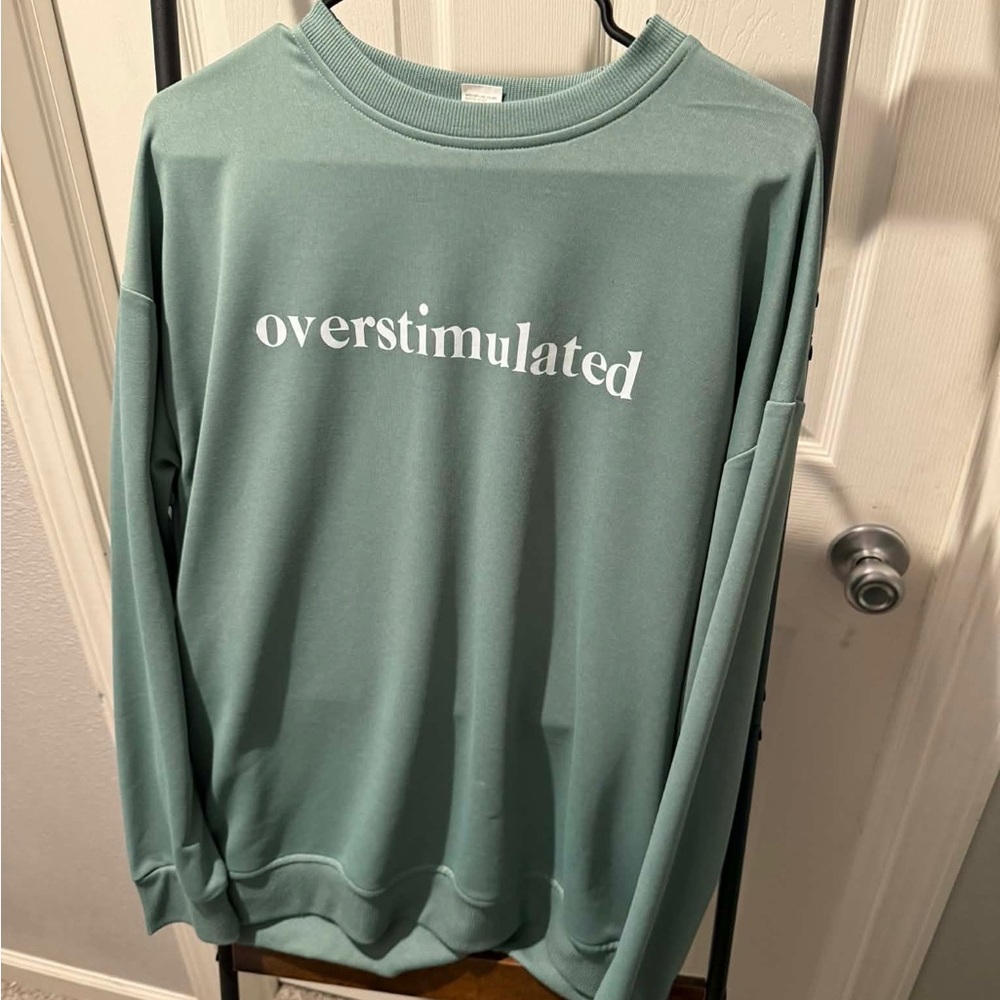 Overstimulated Graphic Crewneck Sweatshirt - Green